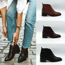 Low Heel Women Leather Boots Trend Footwear