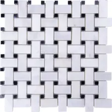Basketweave Mozaik Muğla Beyaz Toros Siyah