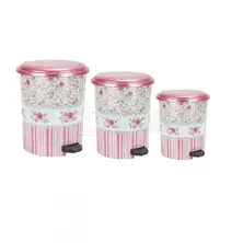 DECORATED PEDAL DUSTBIN SET M-10151