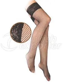 Siliconed Lace Top Fishnet Hold Up