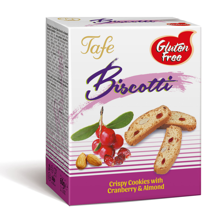 Biscuits croustillants Tafe Biscotti aux canneberges et aux amandes - Sans gluten 60g - code 372