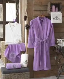 طقم ملابس حمام قطن - Lilac Cream (8698499307056)
