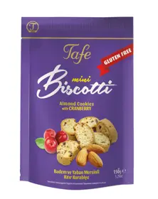 Tafe Mini Biscotti Crispy Cookies باللوز مع التوت البري - خالي من الغلوتين 150 جرام - 373 كود