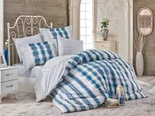 Debora Blue - Kit de roupa de cama de solteiro Poplin (8698499130302)