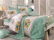 Alvis Sea Green - Conjunto de roupa de cama de solteiro Poplin (98017400222)