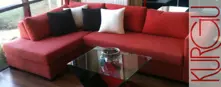Red corner sofa set 