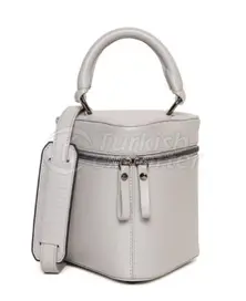 Little Bermuda Leather Top Handle Bag Light Grey