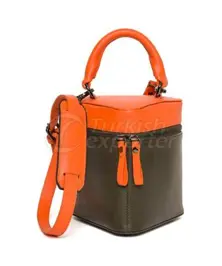 Little Bermuda Leather top handle bag Khaki-Orange