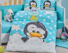 Pinguim azul - conjunto de roupa de cama de bebê (8698499129351)