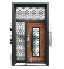 Steel Door resistant to external climate-Decorative Glass Villa Door 