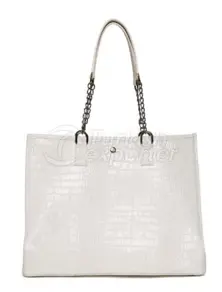 Leather Tote Bag White Alyssum JI SHOPPER