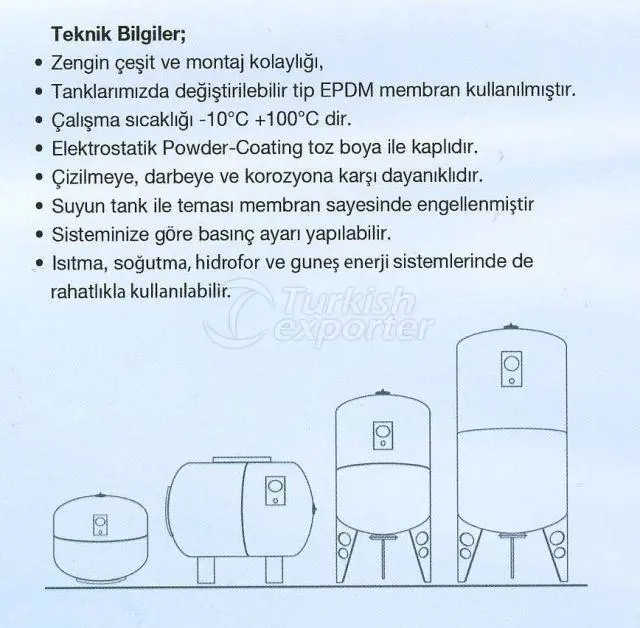 Expansion Vessel Technical Specs Product